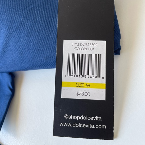 NWT (M) dolce vita navy bandeau bikini padded top crochet bow halter strap new - Picture 6 of 11